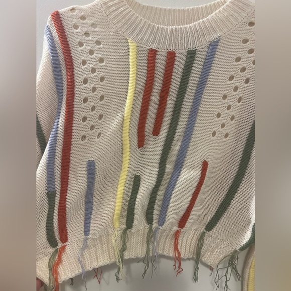 NWOT Miss Sparkling Knit Fringe Crop Top Sweater - Picture 4 of 8